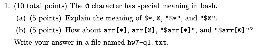 1 . ( 1 0 total points ) The @ character has