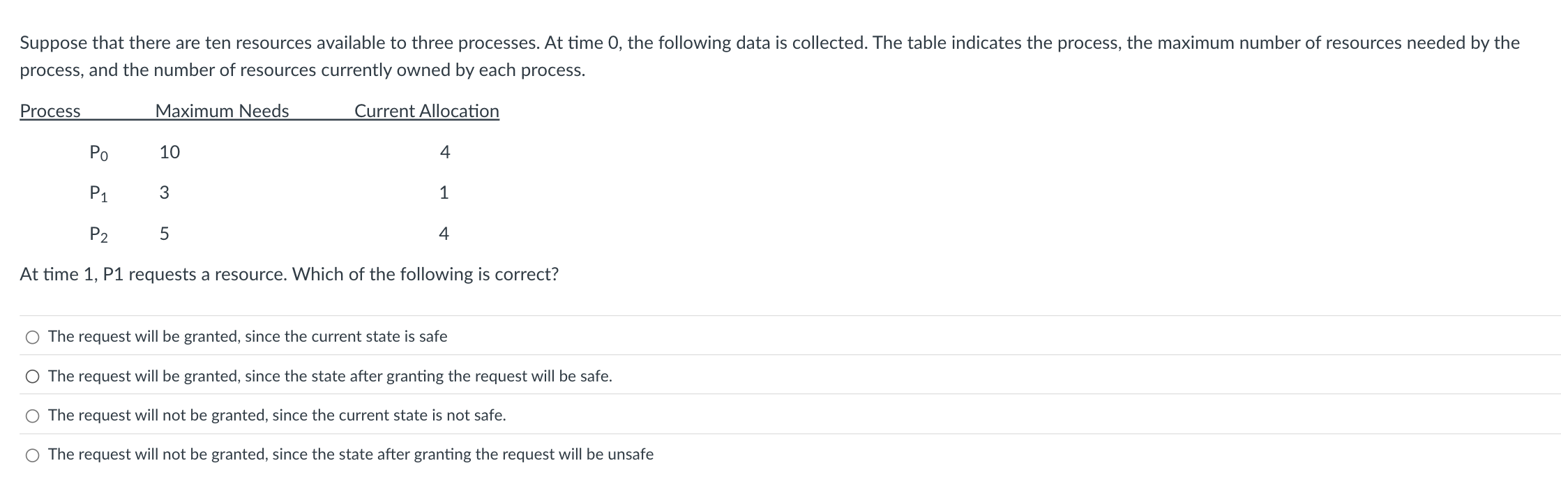 Suppose that there are ten resources available to