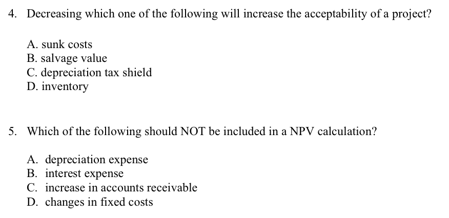 2. When computing the net present value of a
