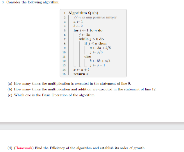 3 . Consider the following algorithm: ` ` `