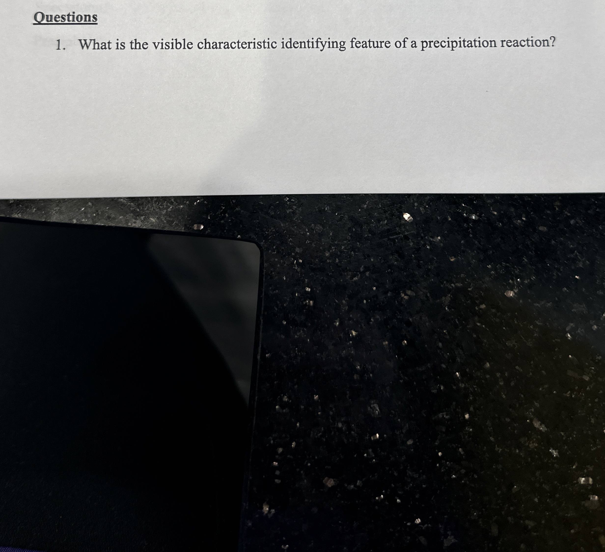 Questions What is the visible characteristic