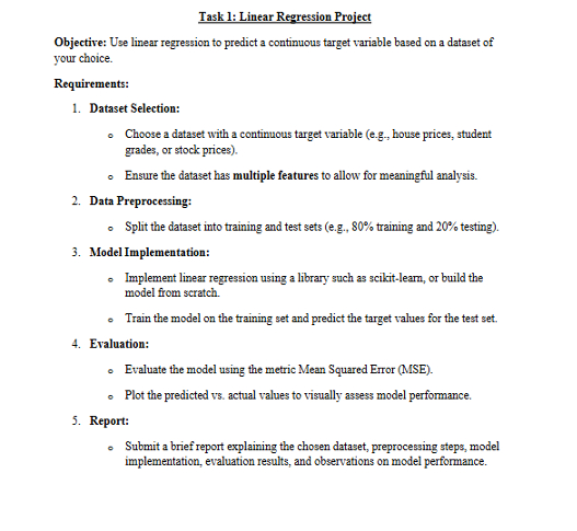 Task 1 : Linear Regression Project Objective: Use