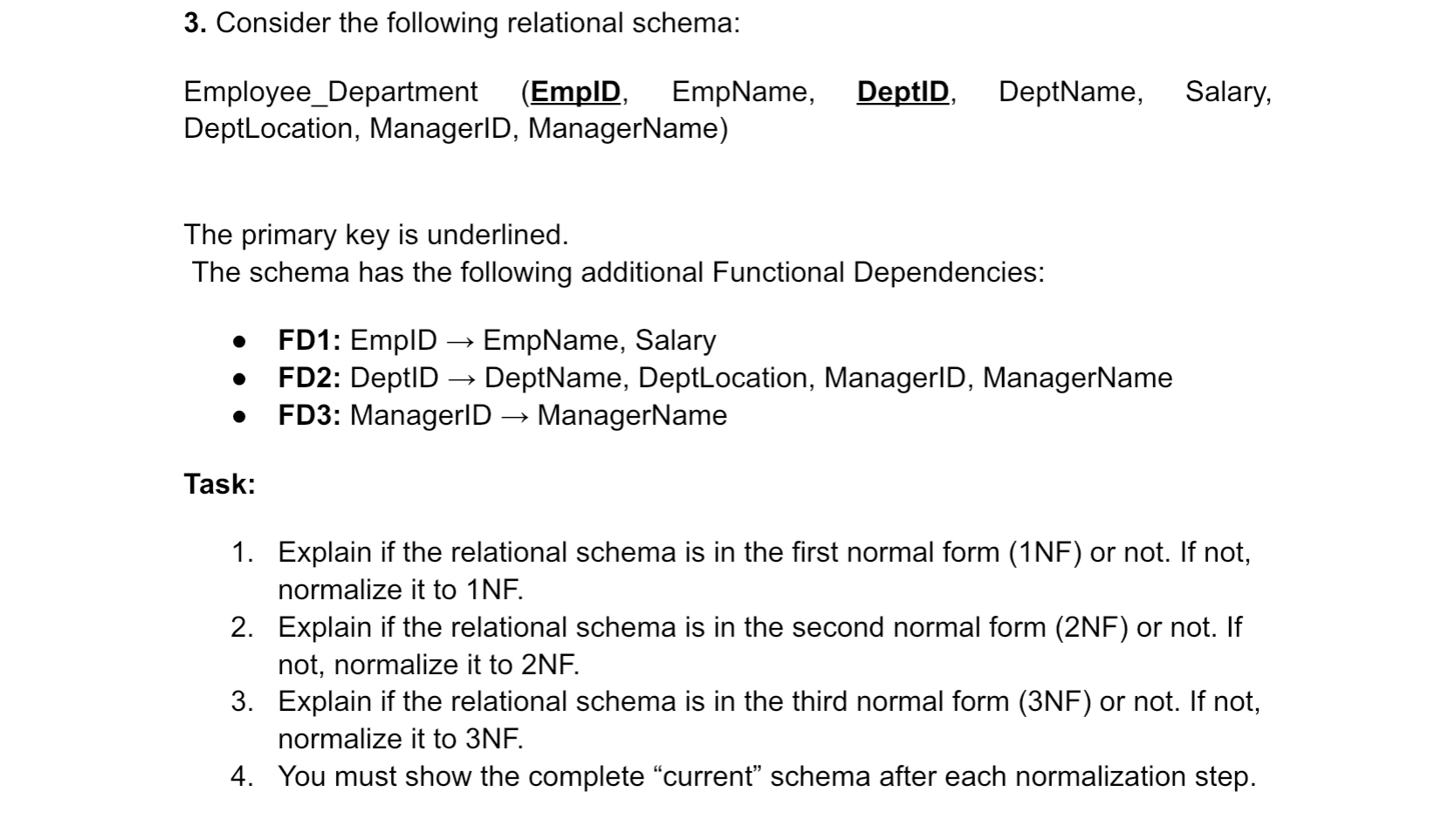 Consider the following relational schema: