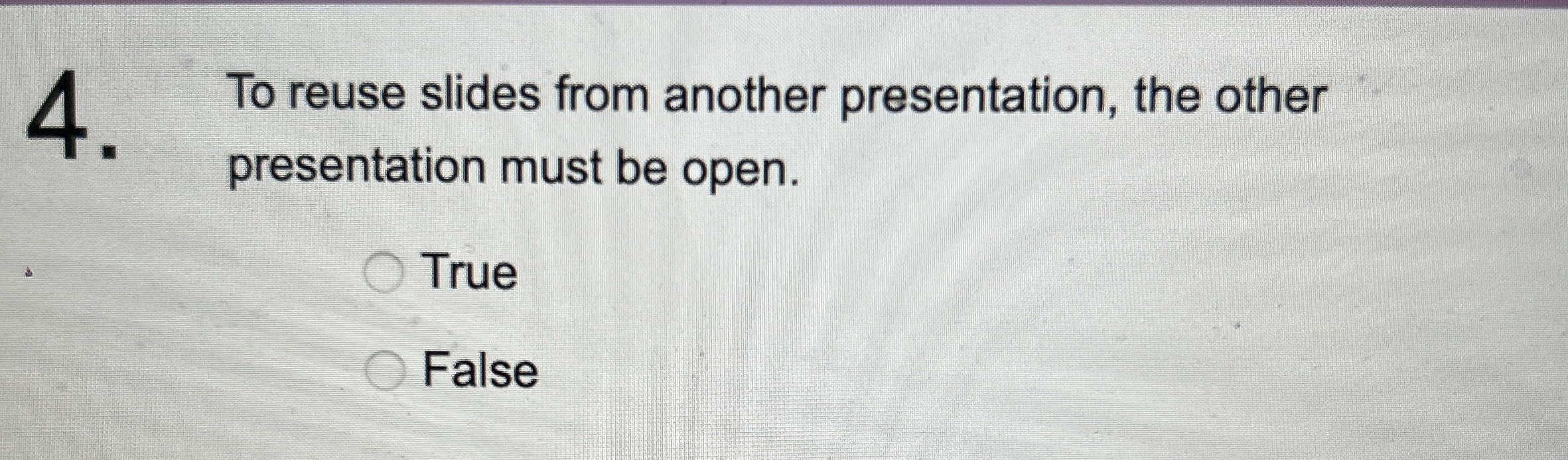 To reuse slides from another presentation, the