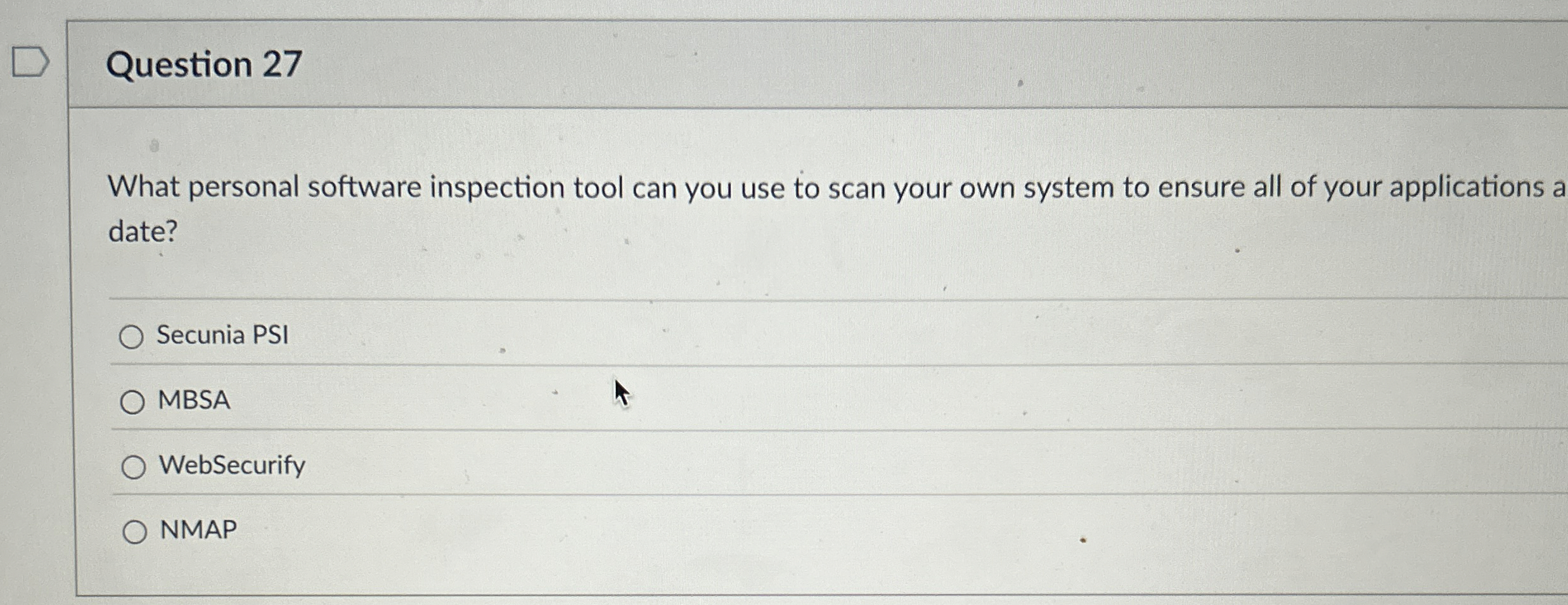 Question 2 7 What personal software inspection