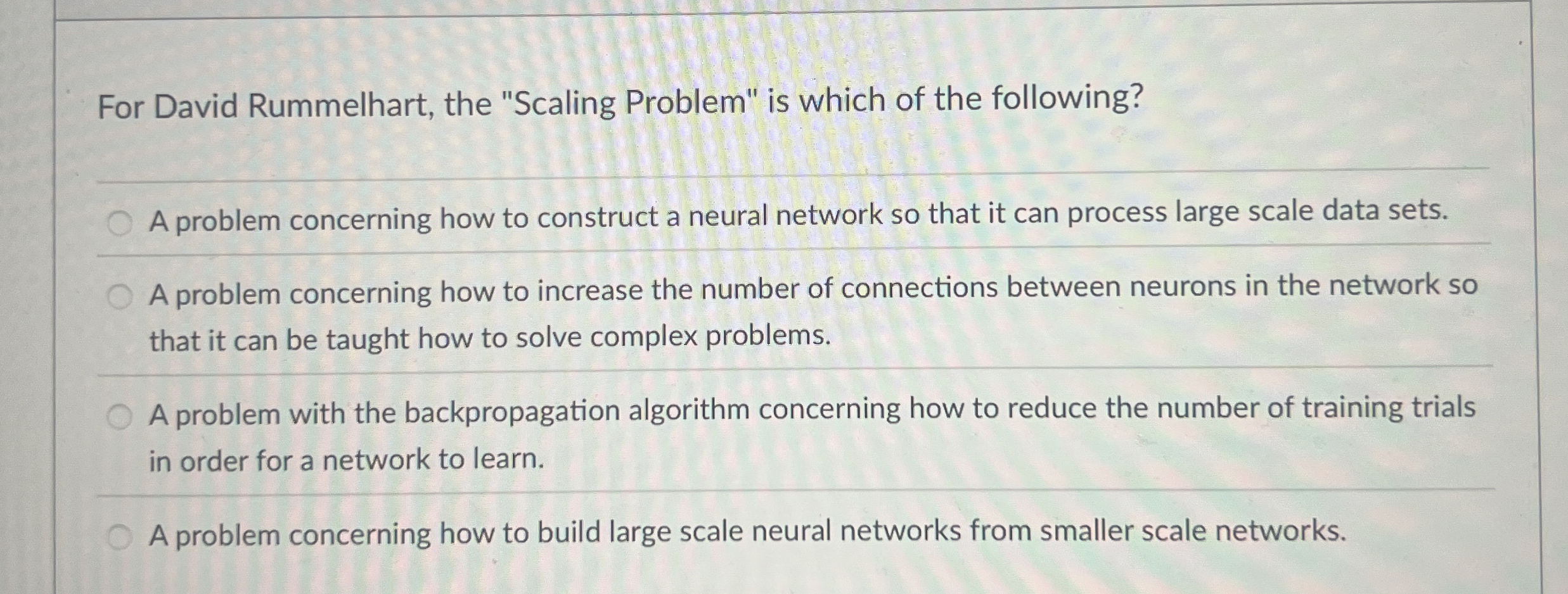 For David Rummelhart, the "Scaling Problem" is