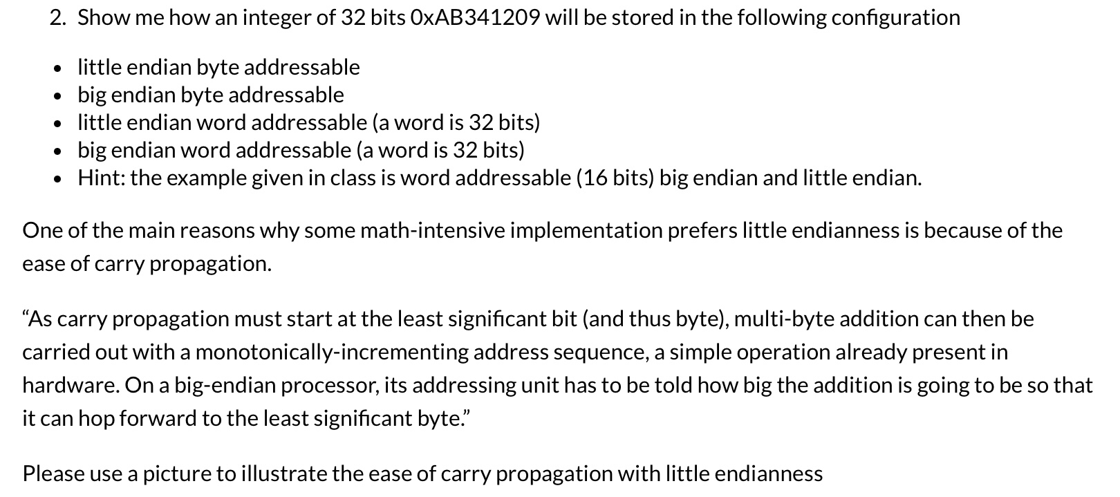 Show me how an integer of 3 2 bits 0 xAB 3 4 1 2