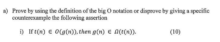 a ) Prove by using the definition of the big O