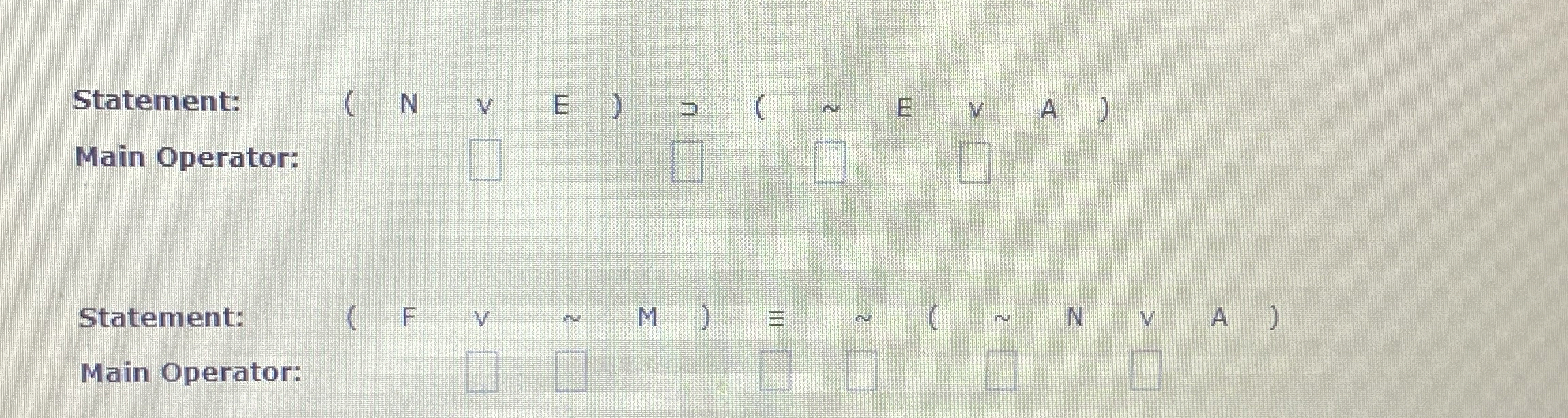 Statement: Main Operator: Statement: Main