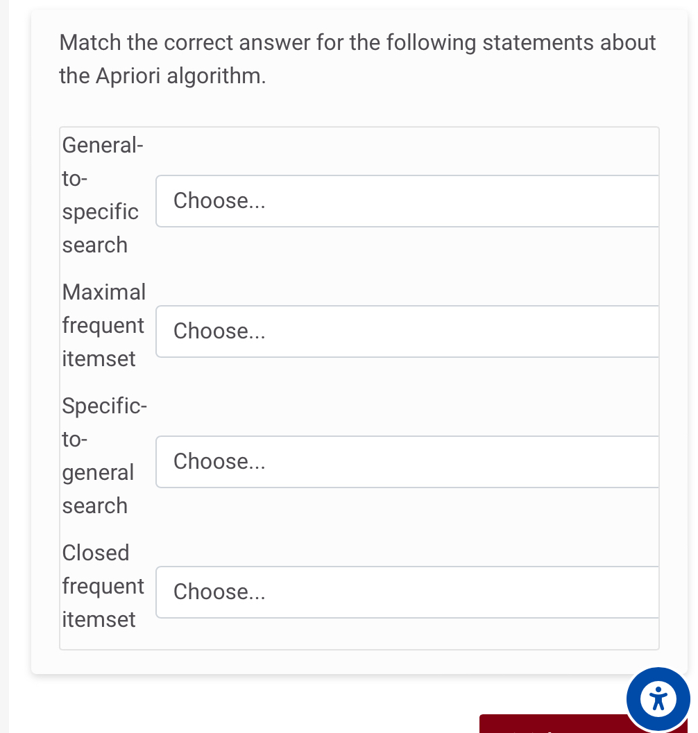 Match the correct answer for the following