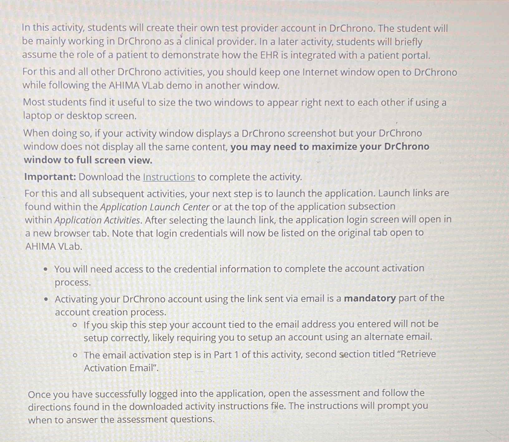 Steps for In this activity, students will create