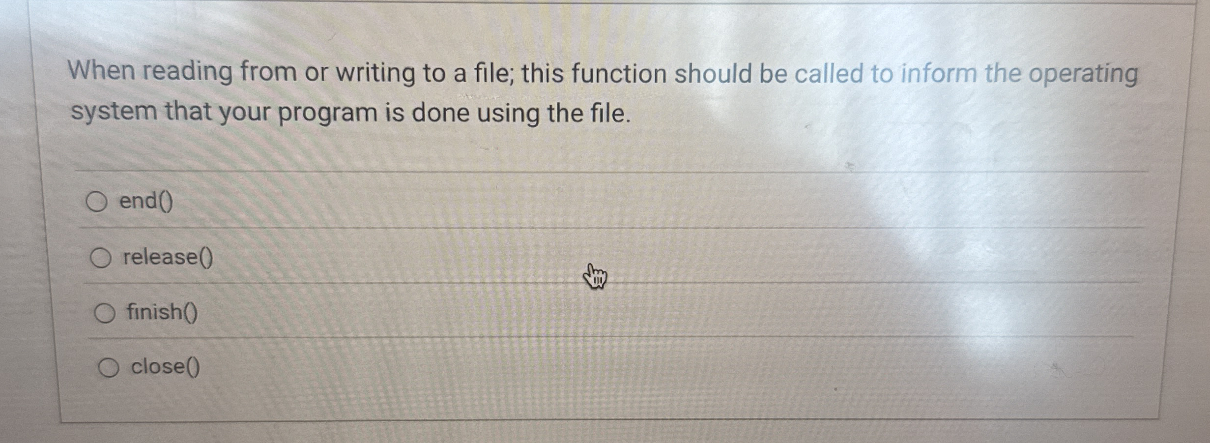 When reading from or writing to a file; this