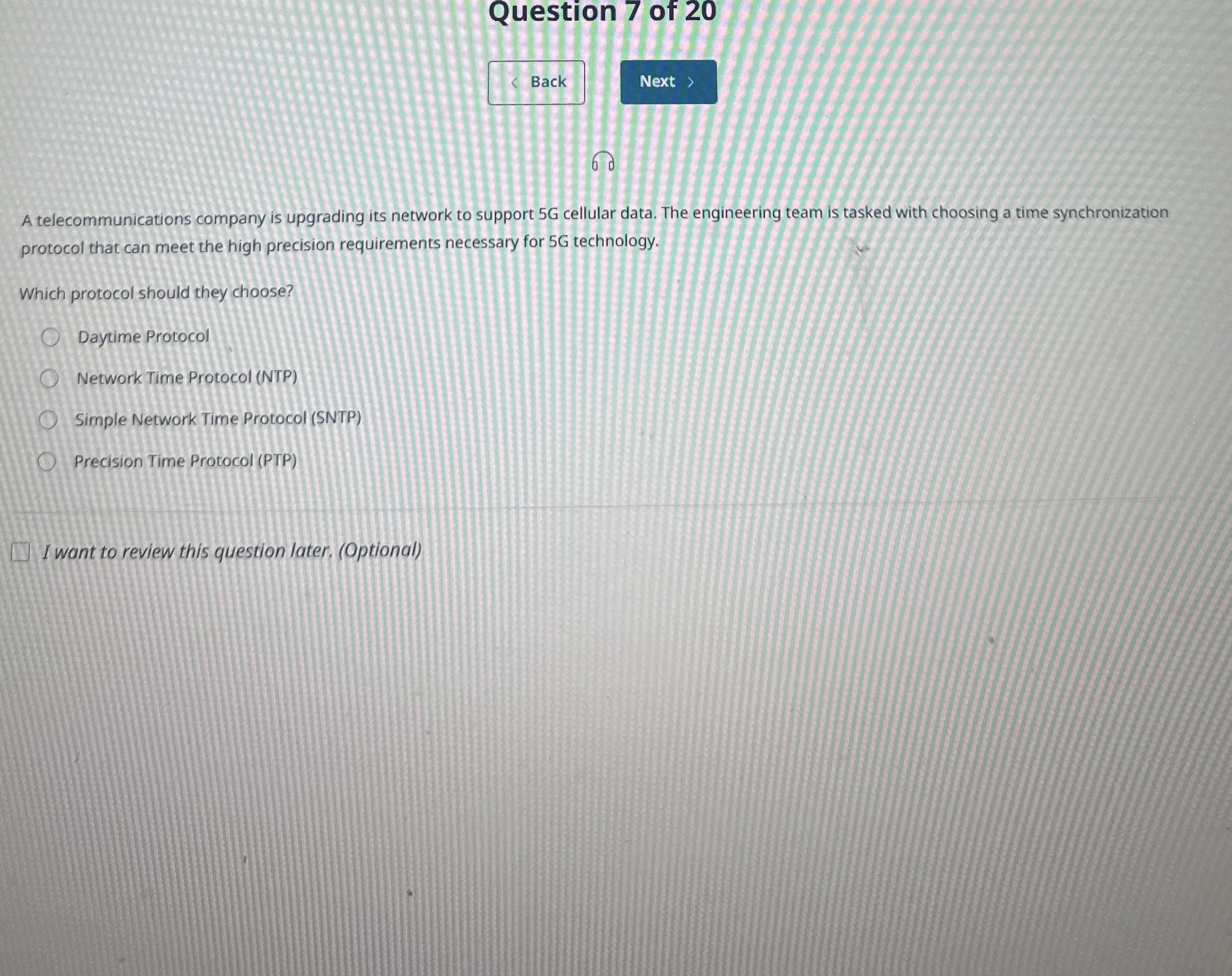 Question 7 of 2 0 O ? A telecommunications