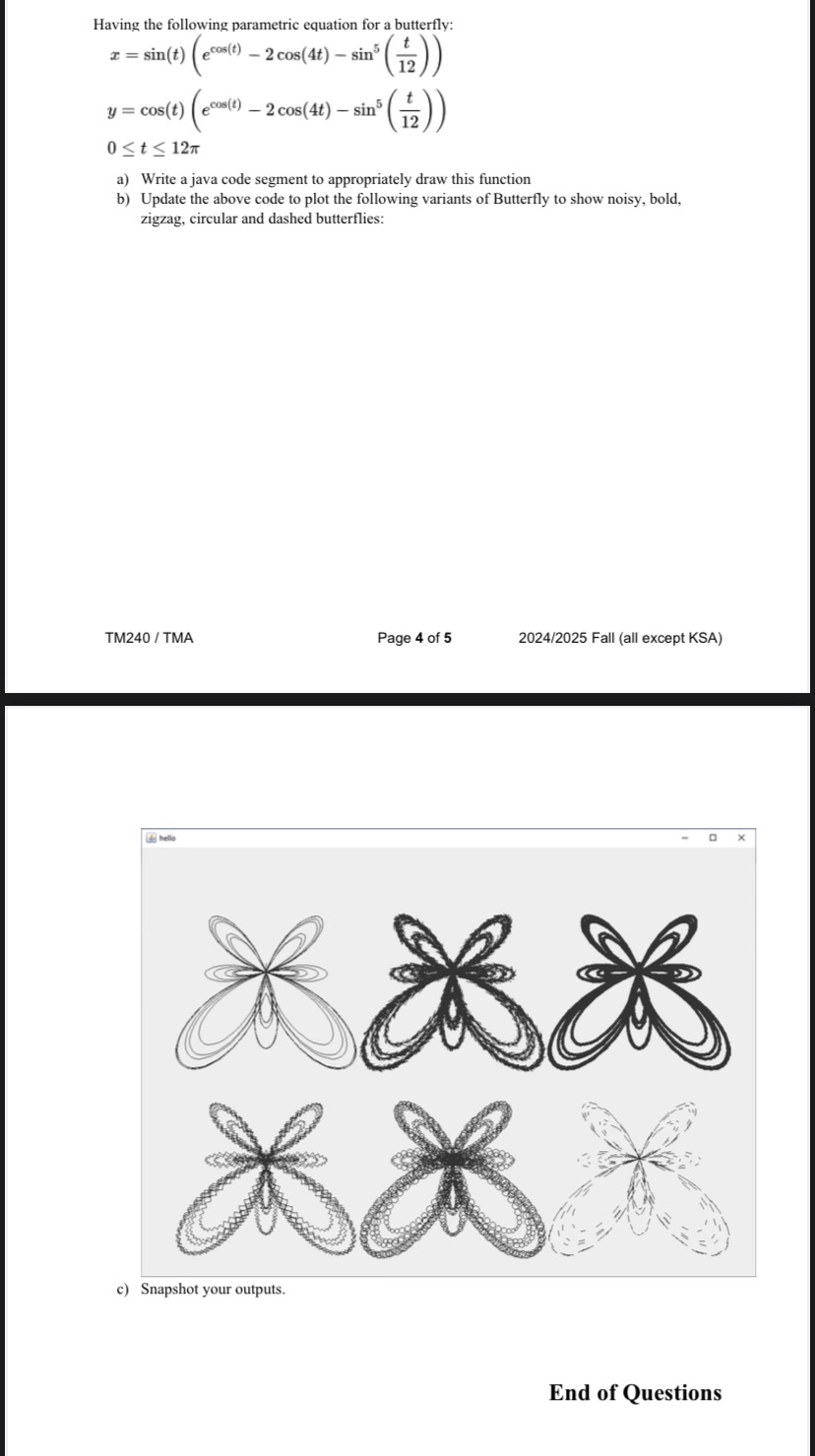 Having the following parametric equation for a