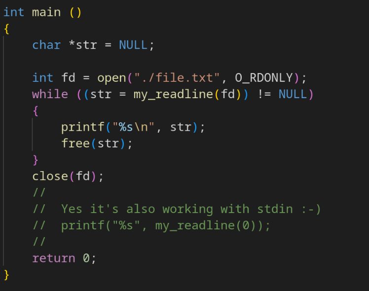 In C , implement a readline ( ) function using