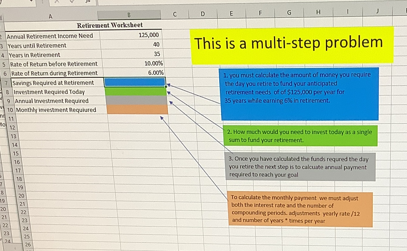 Solve using excel formulas A B C D E F G H