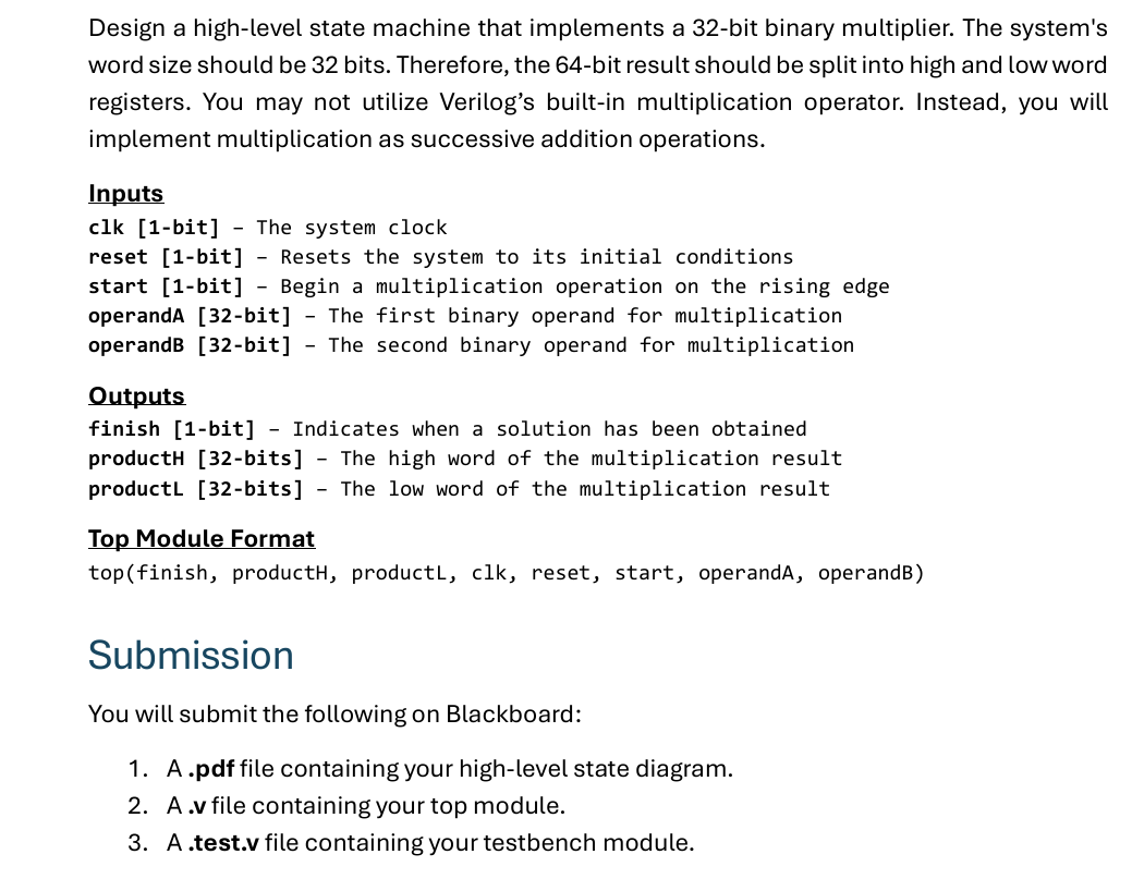 Design a high - level state machine that
