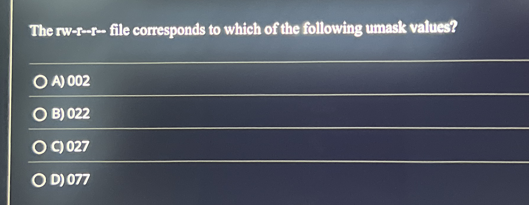 The rw - s - r - f file corresponds to which of