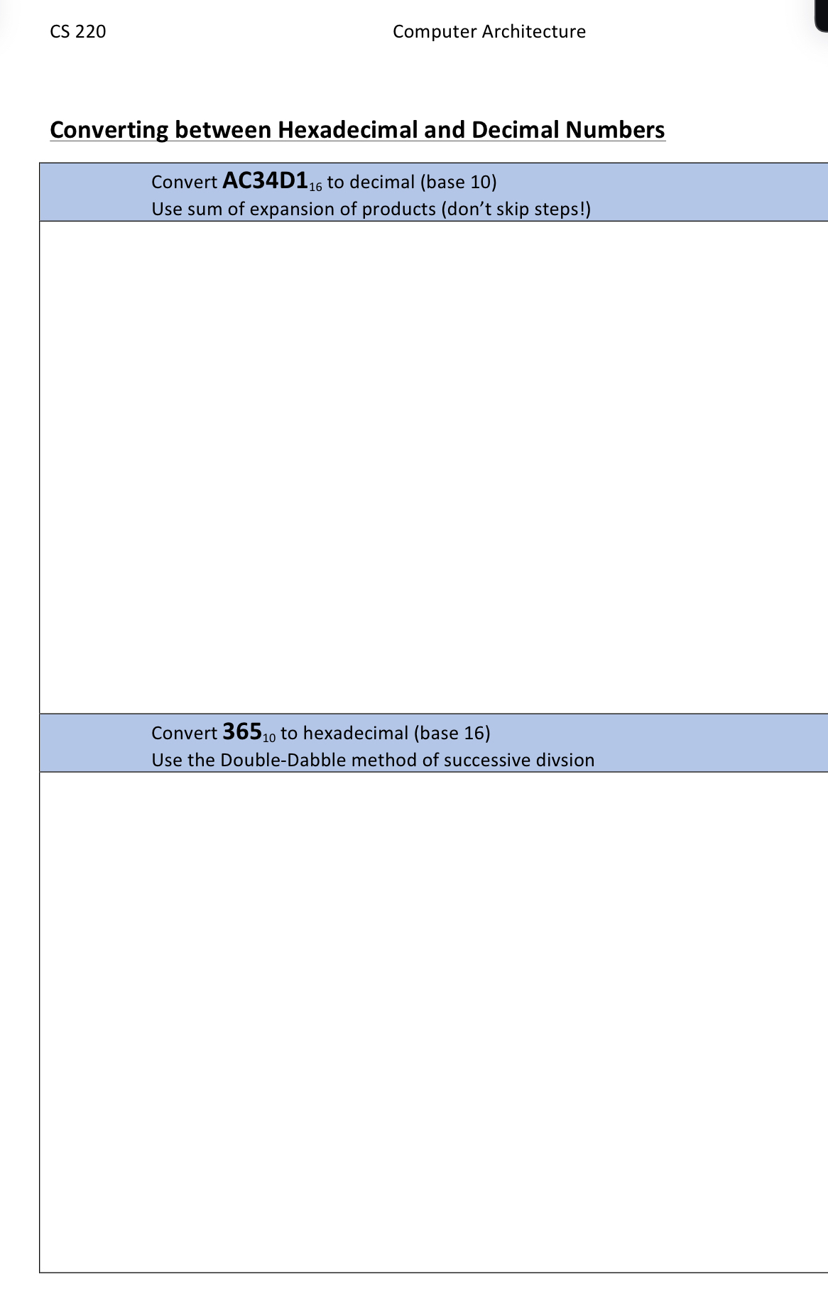 Converting between Hexadecimal and Decimal