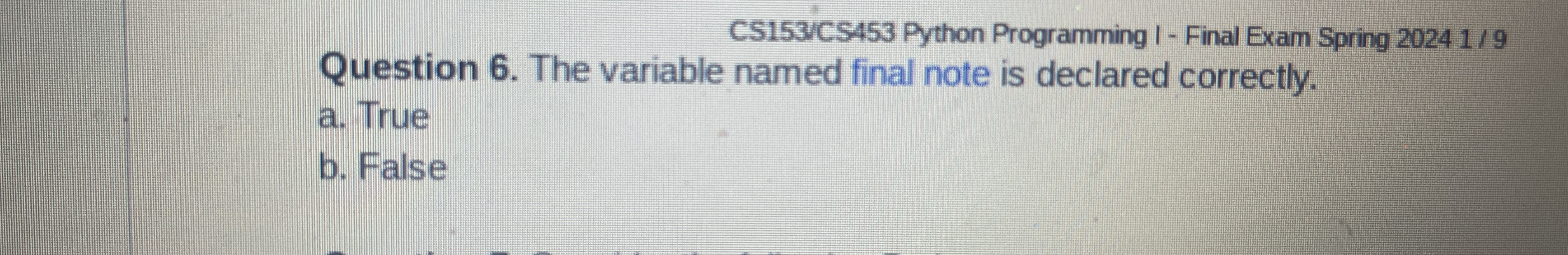 CS 1 5 3 iCS 4 5 3 Python Programming 1 - Final