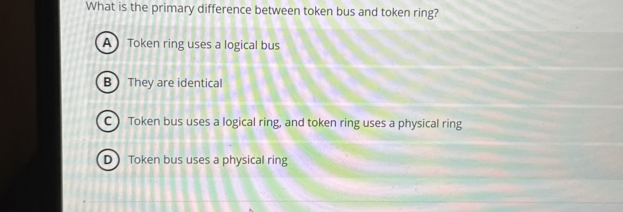 What is the primary difference between token bus