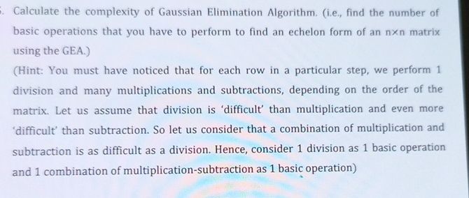 How to solve Calculate the complexity of Gaussian