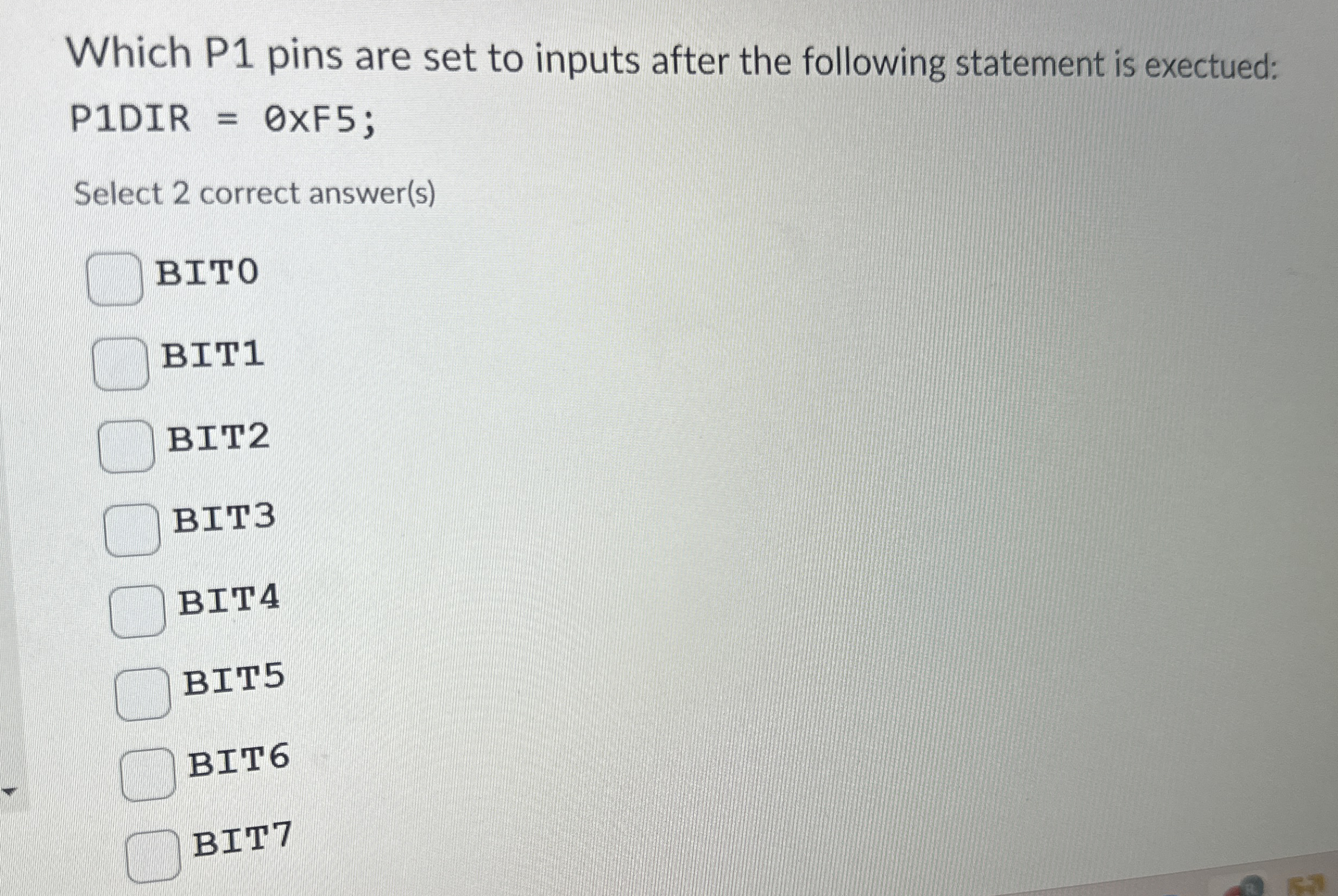 Which P 1 pins are set to inputs after the