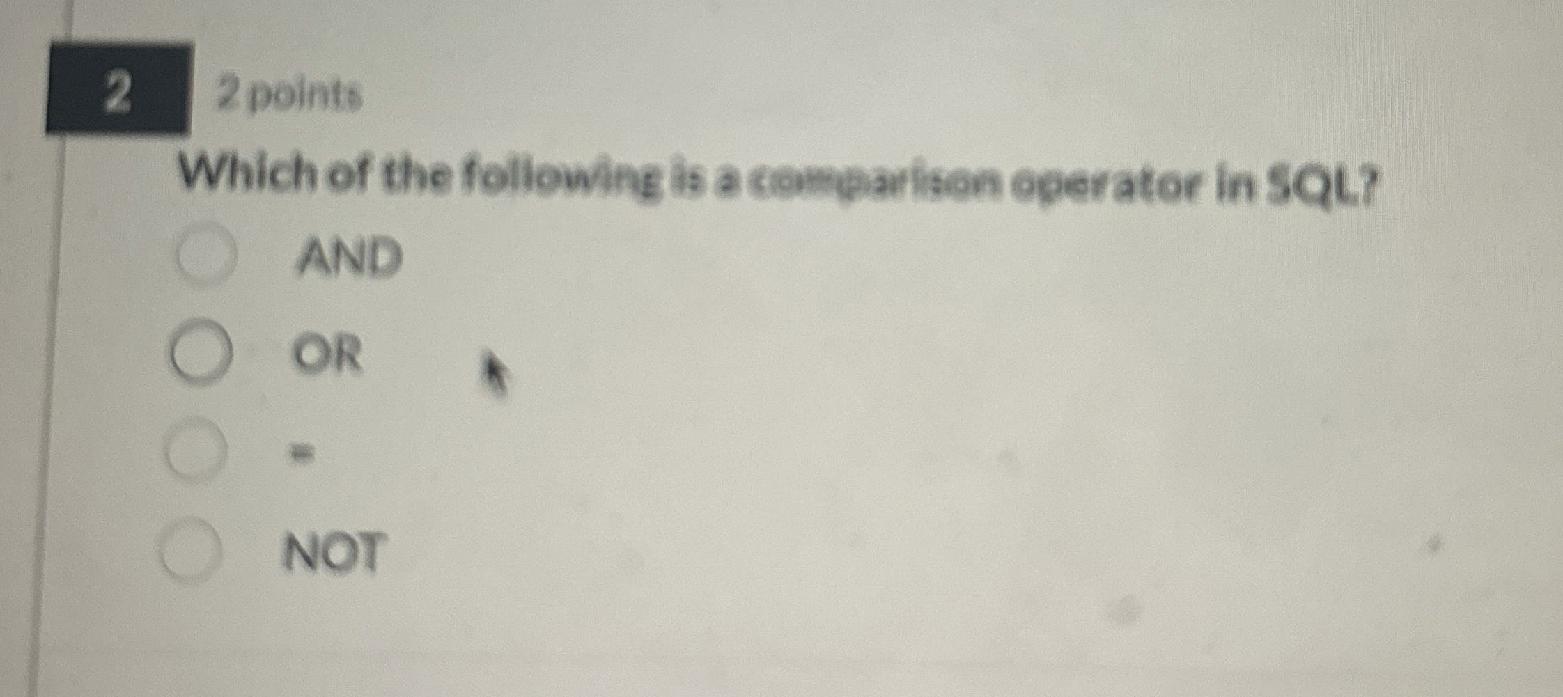 2 points Which of the following is a comparison