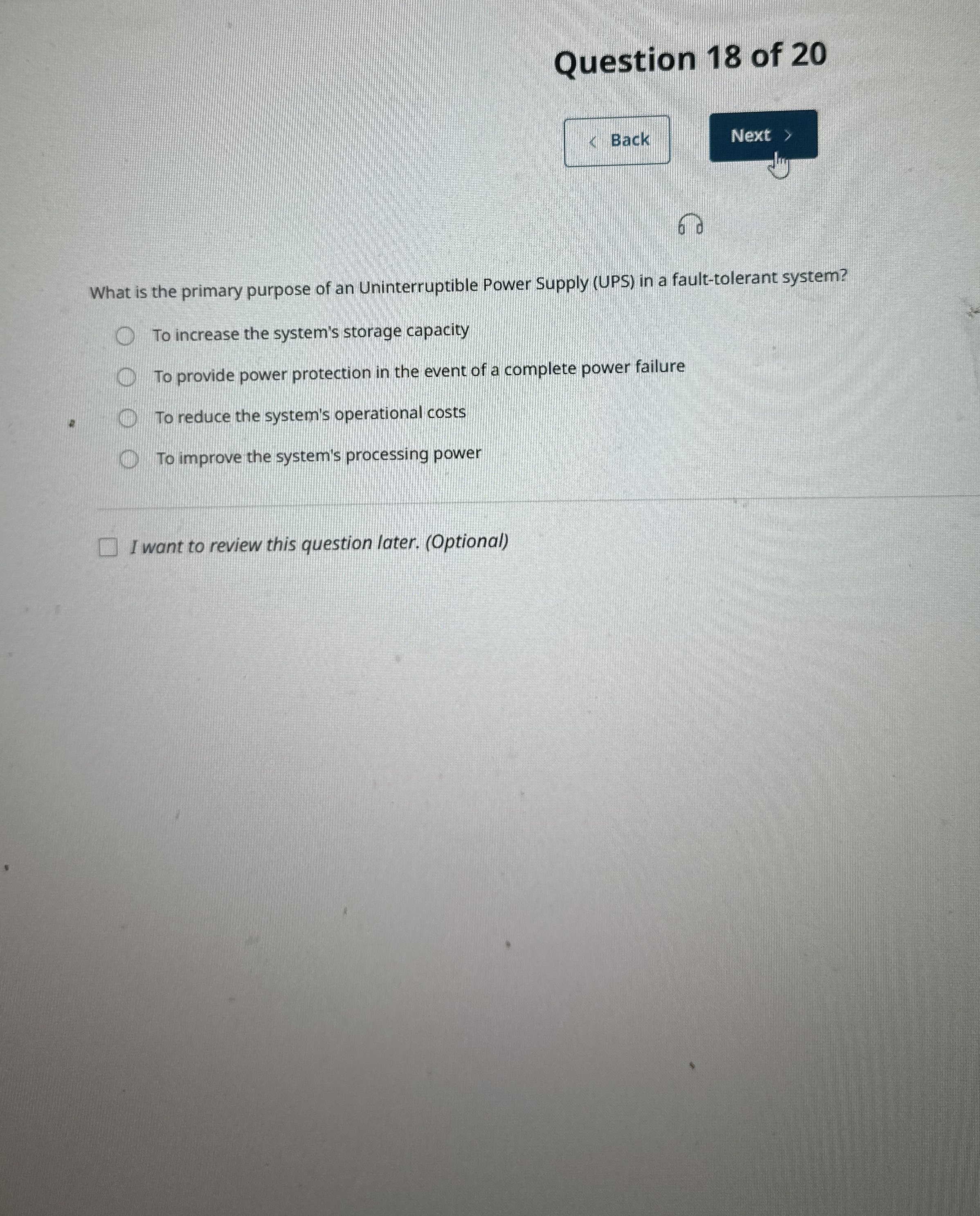 Question 1 8 of 2 0 Back Next 6 What is the