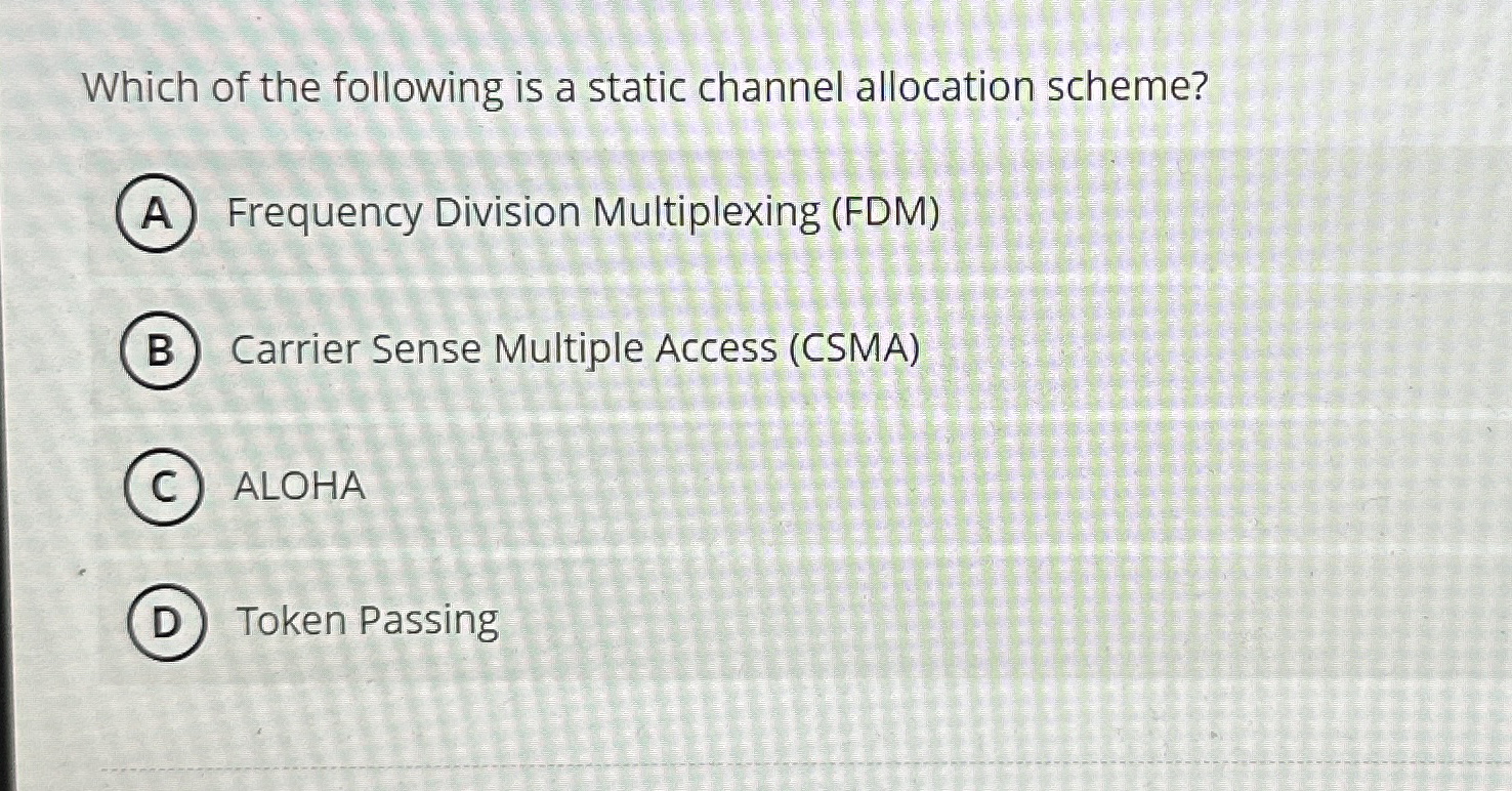 Which of the following is a static channel