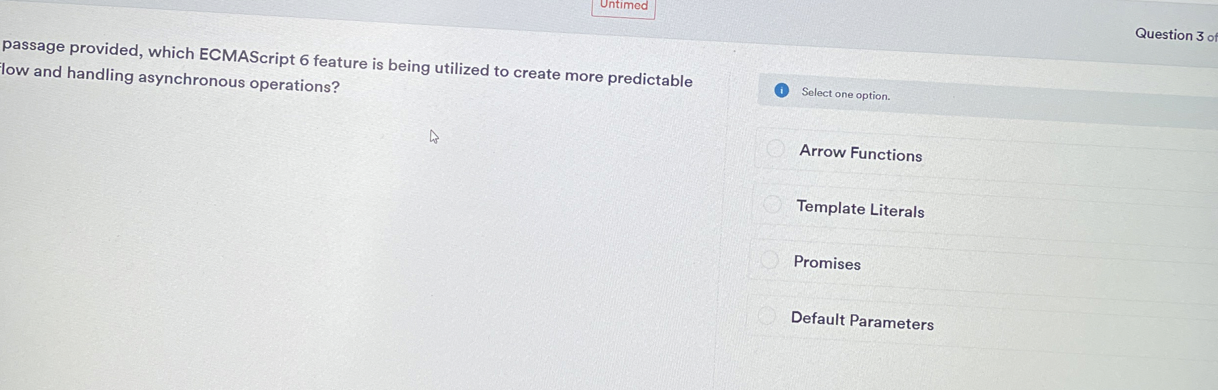 Untimed passage provided, which ECMAScript 6