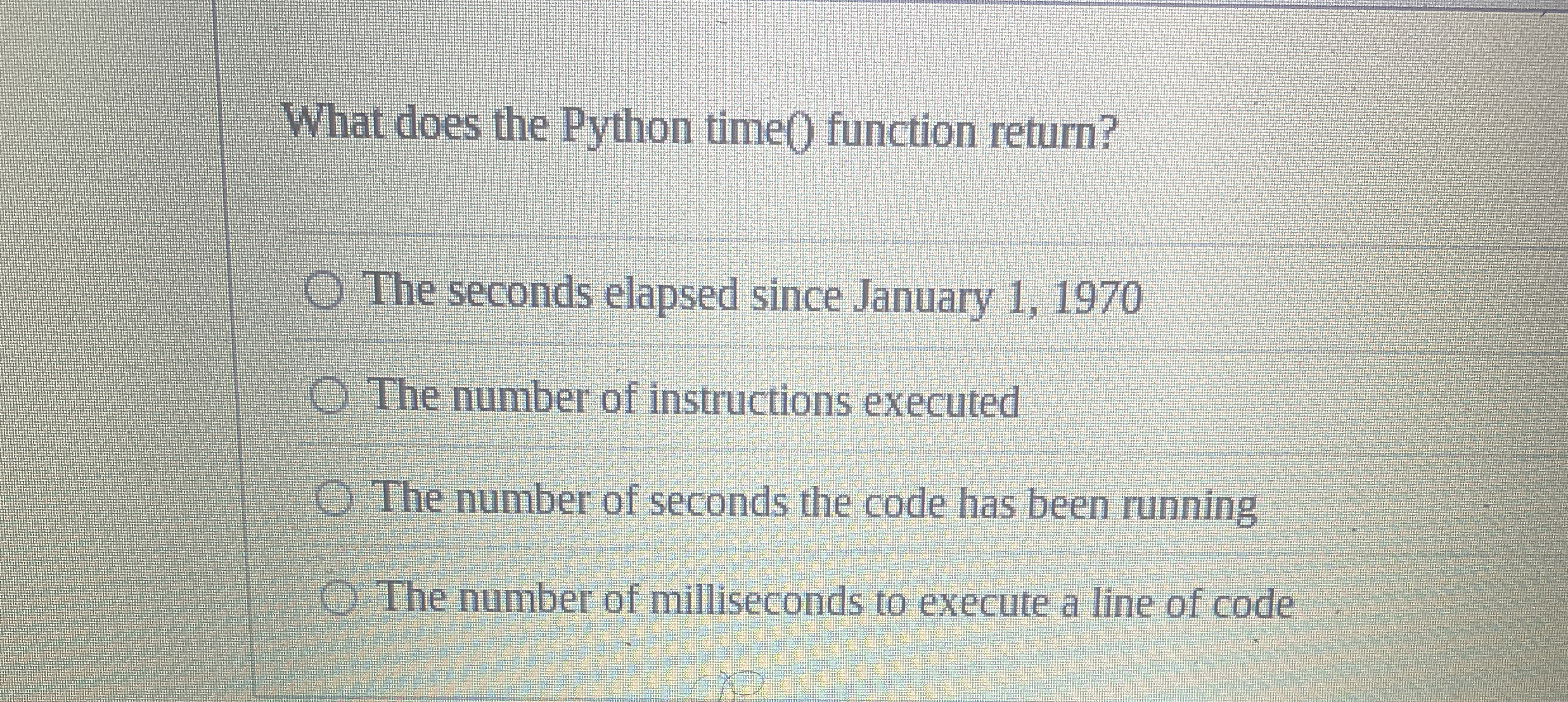 What does the Python time 0 function return? The