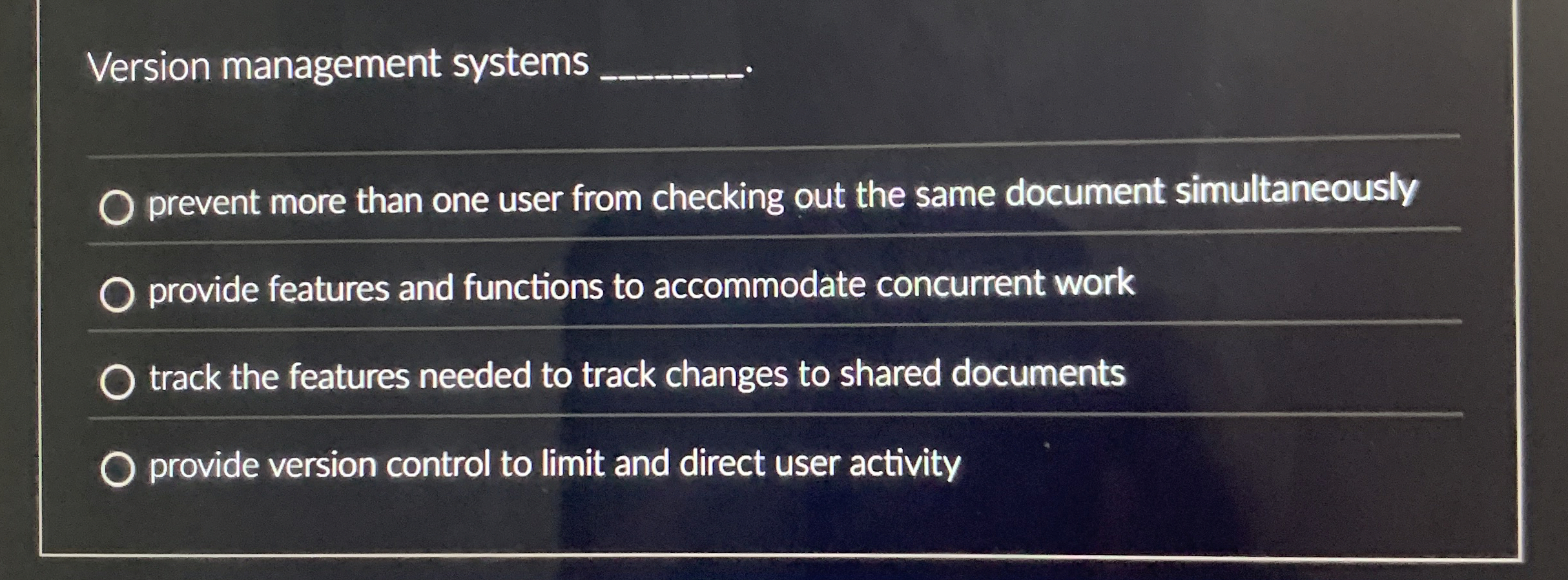 Version management systems prevent more than one