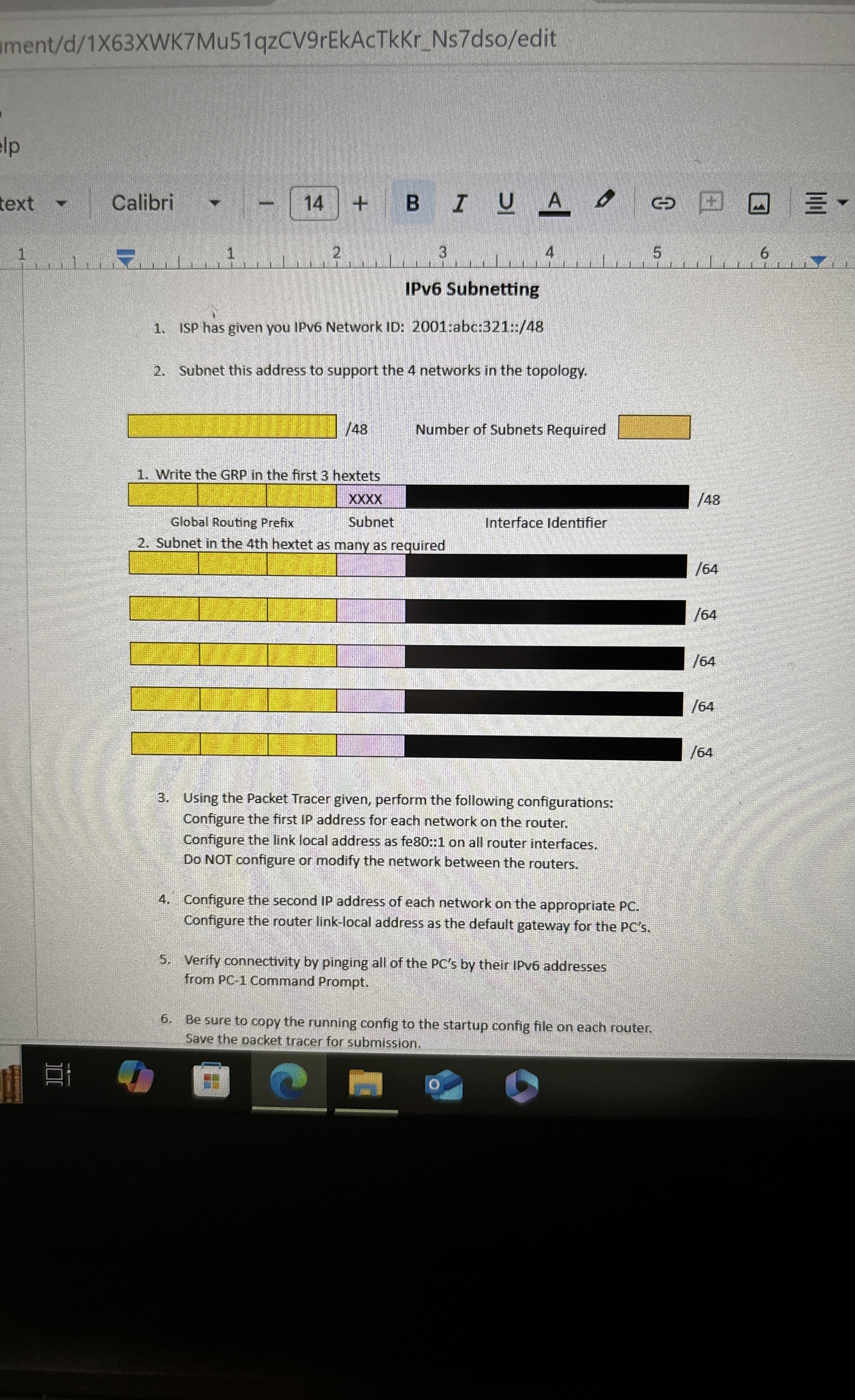Subnet IPv 7 6 Address Answer all the question