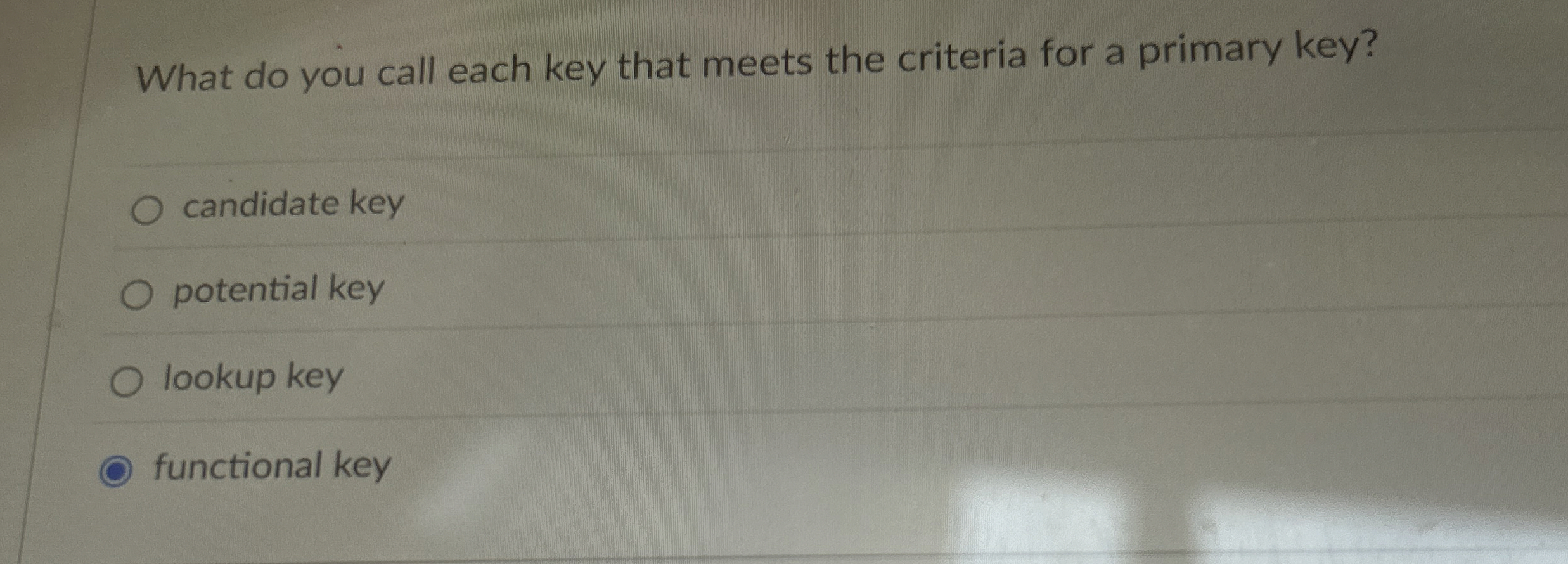 What do you call each key that meets the criteria