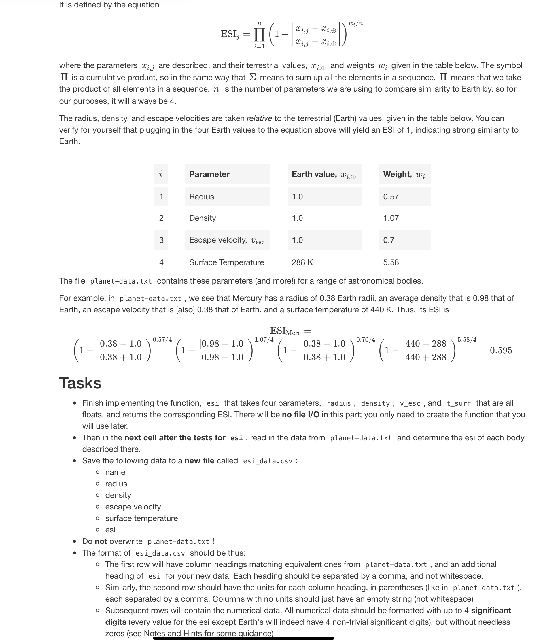 It is defined by the equation E S I j = p r o d i