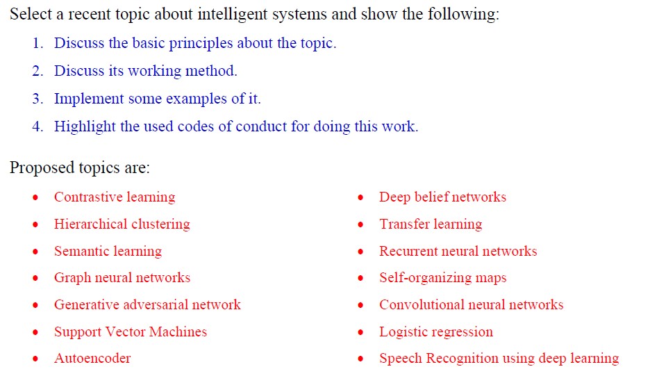 Select a recent topic about intelligent systems
