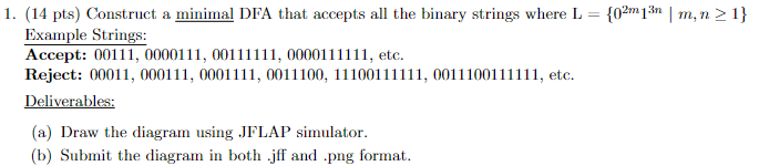 ( 1 4 pts ) Construct a minimal DFA that accepts