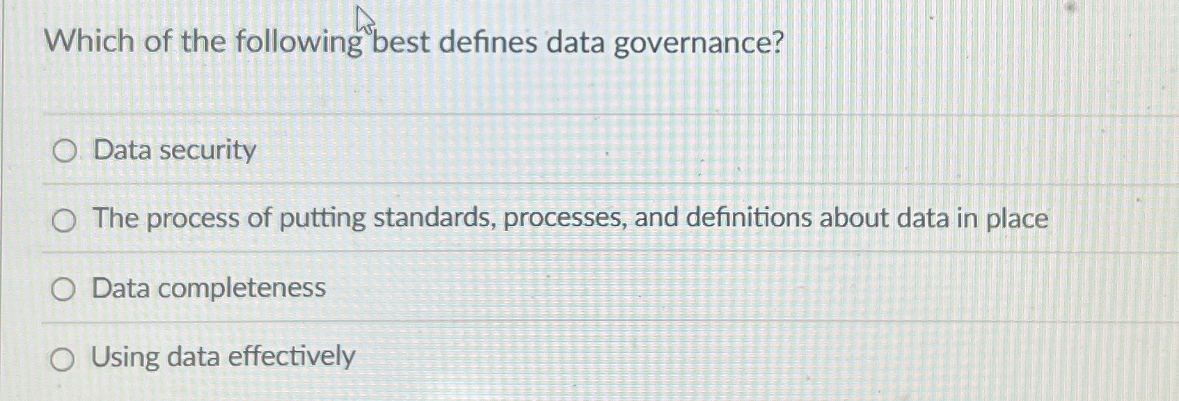 Which of the following best defines data