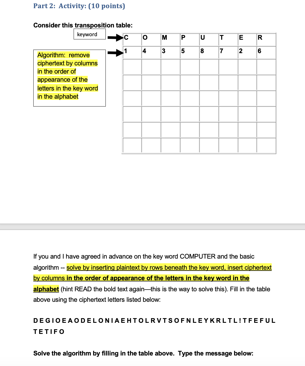 Part 2 : Activity: ( 1 0 points ) Consider this