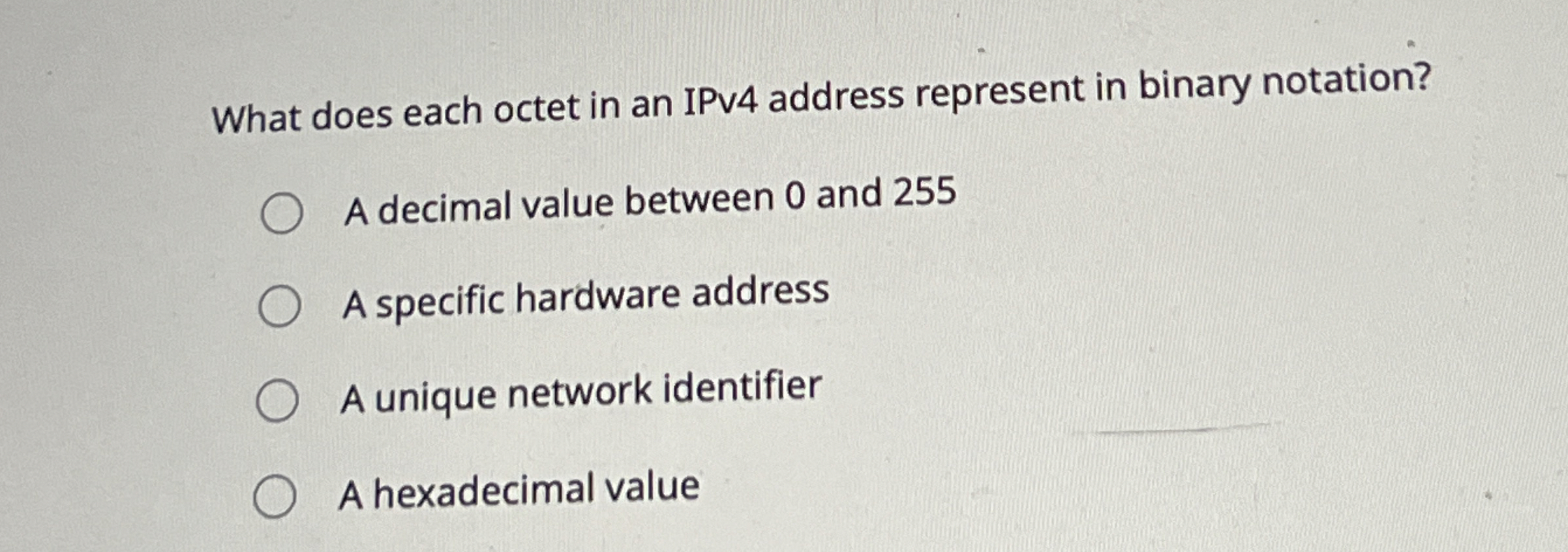 What does each octet in an IPv 4 address