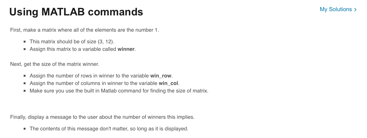 Using MATLAB commands First, make a matrix where