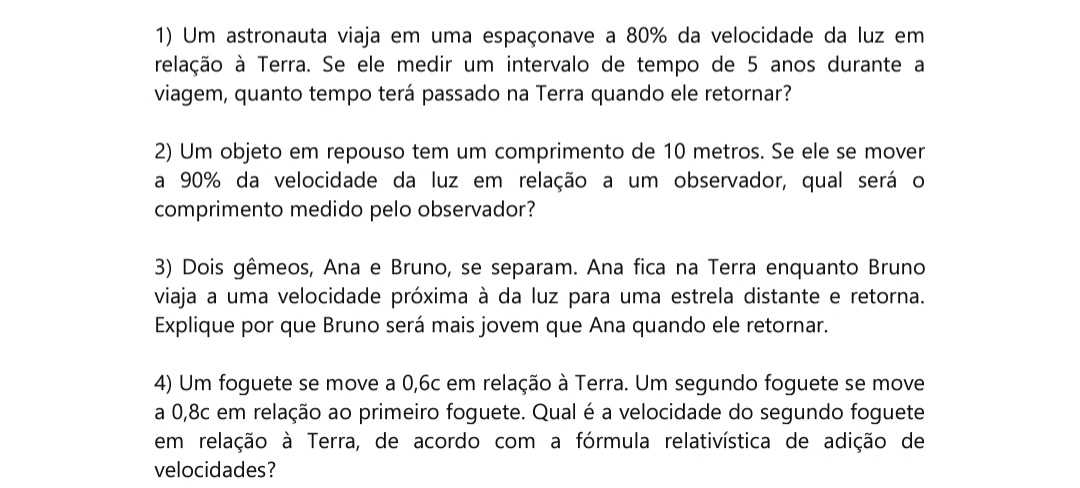 Um astronauta viaja em uma espa onave a 8 0 % da
