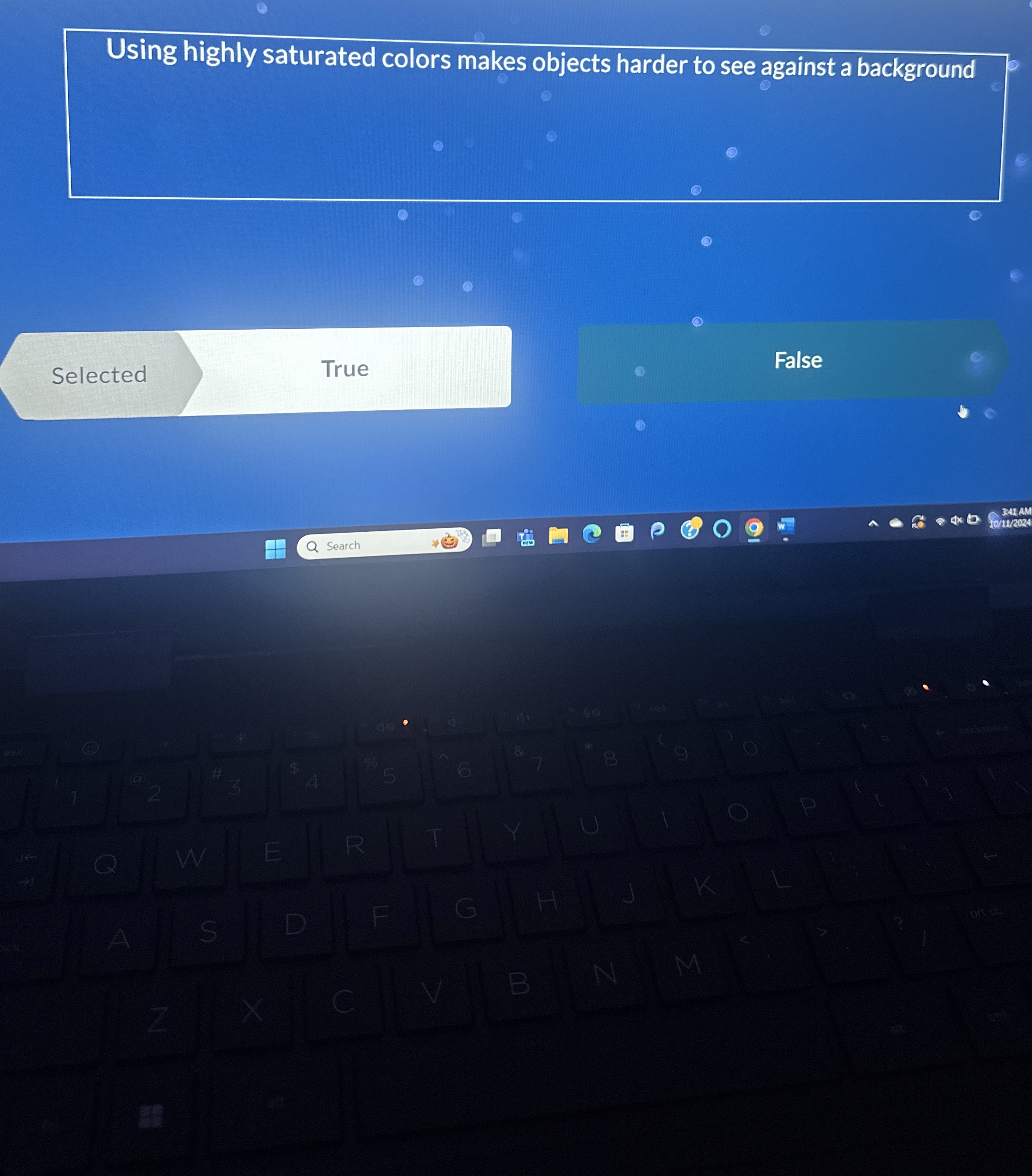 Using highly saturated colors makes objects