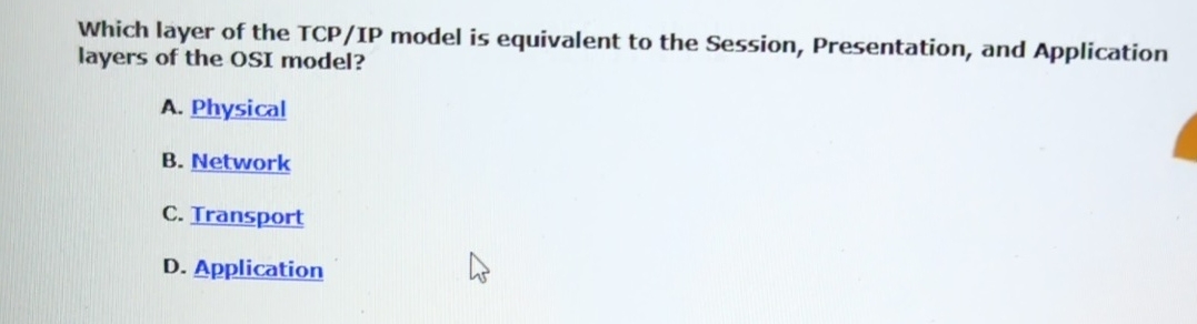 Which layer of the TCP / IP model is equivalent