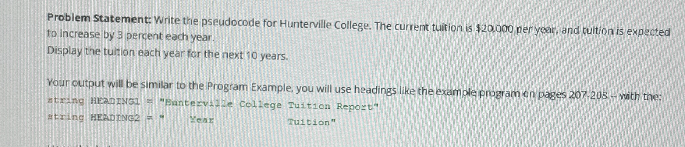 What would be the pseudocod Problem Statement: