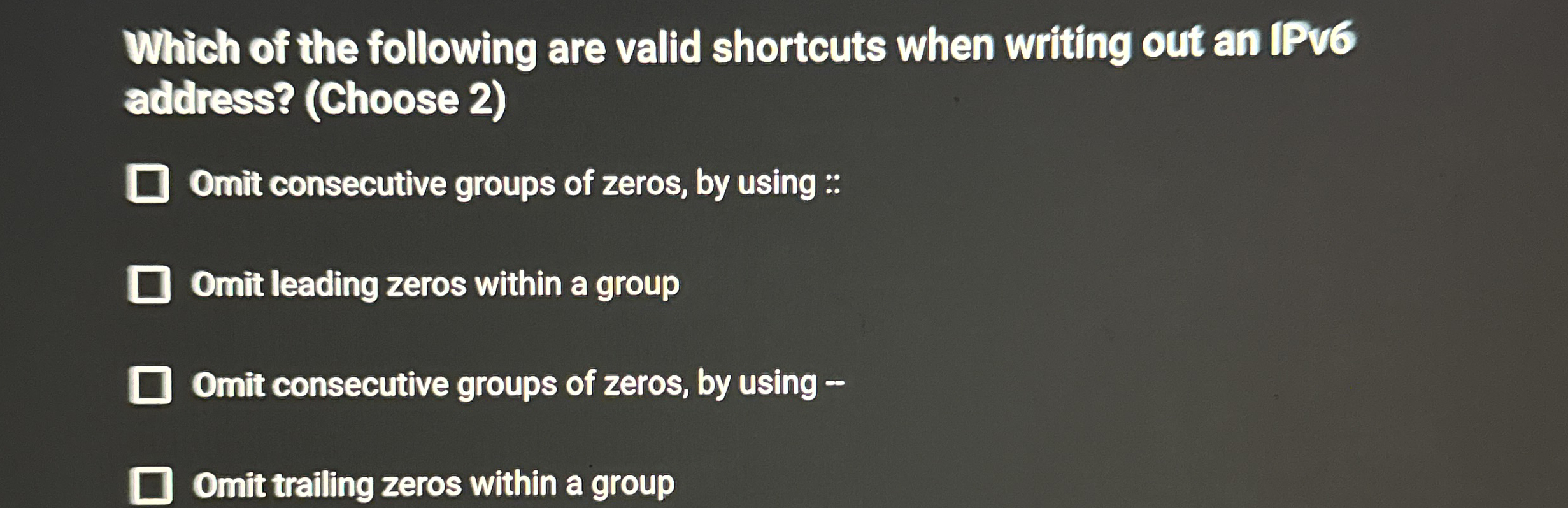 Which of the following are valid shortcuts when
