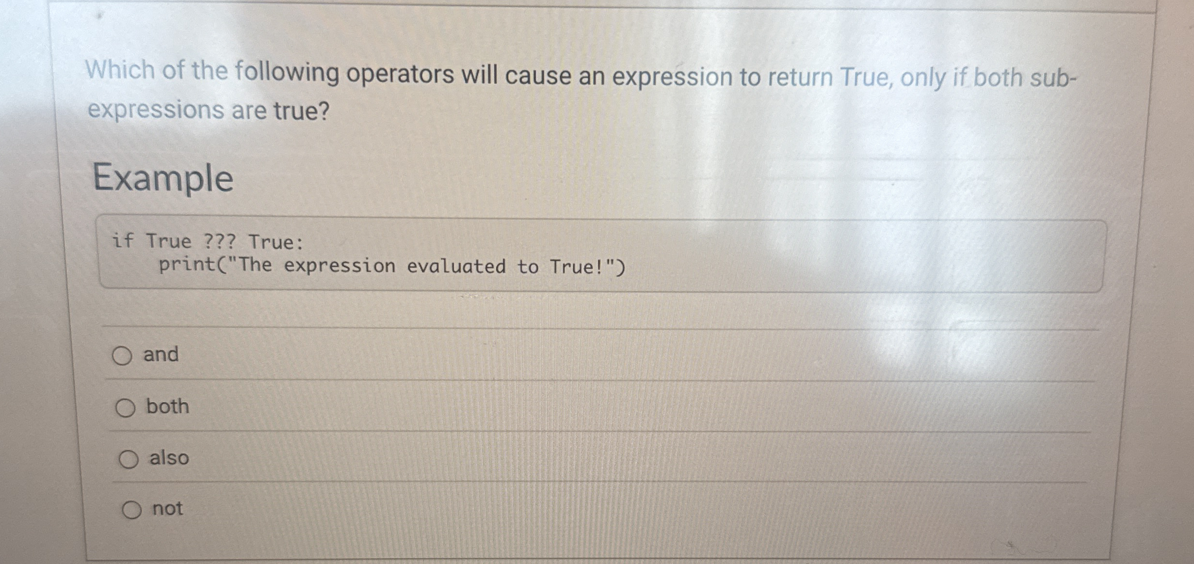 Which of the following operators will cause an