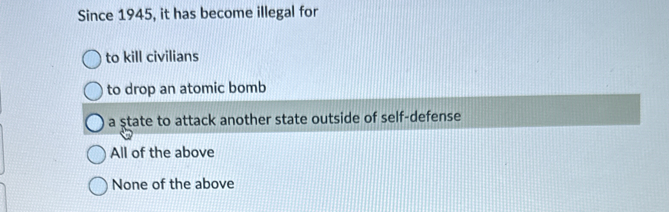 Since 1 9 4 5 , it has become illegal for to kill