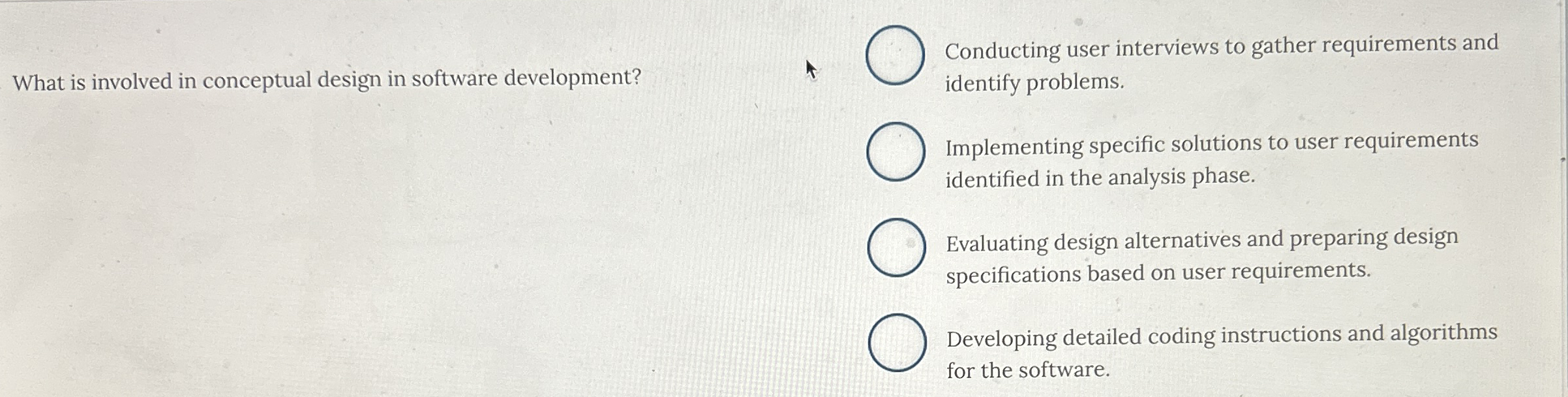 What is involved in conceptual design in software